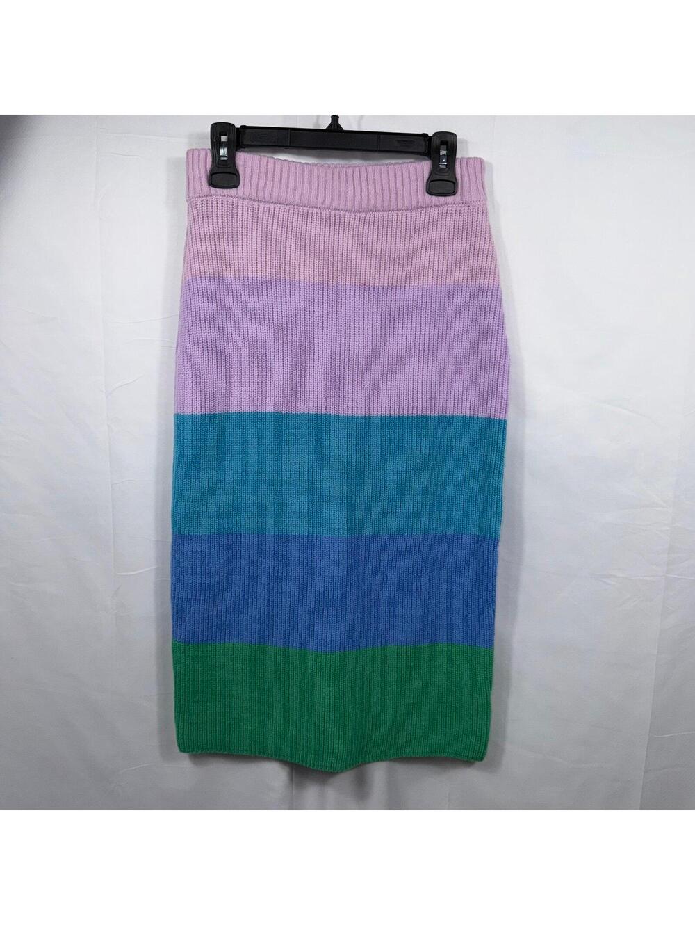 Timing Women’s Colorblock Knit Midi Skirt Size M Pink Purple Blue Green